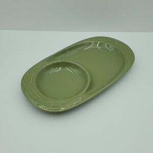 Longaberger Woven Traditions Sage Soup & Sandwich Plate Green Oval Snack Tray
